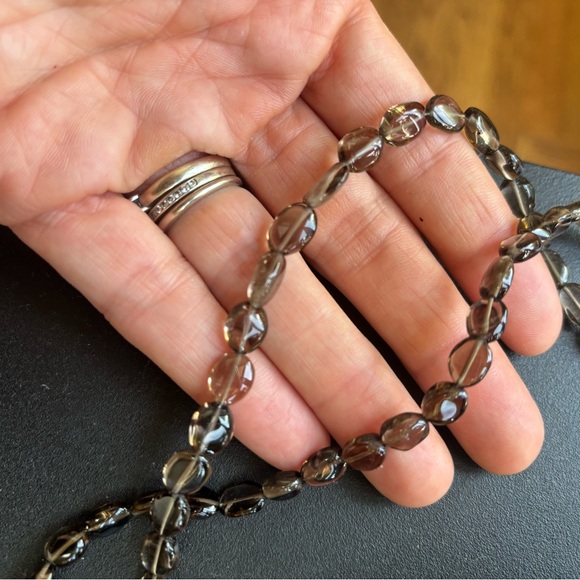 925 Sterling Silver Chunky Glass Bead Chain Mother of Pearl Fish Pendant Necklac - Picture 6 of 10